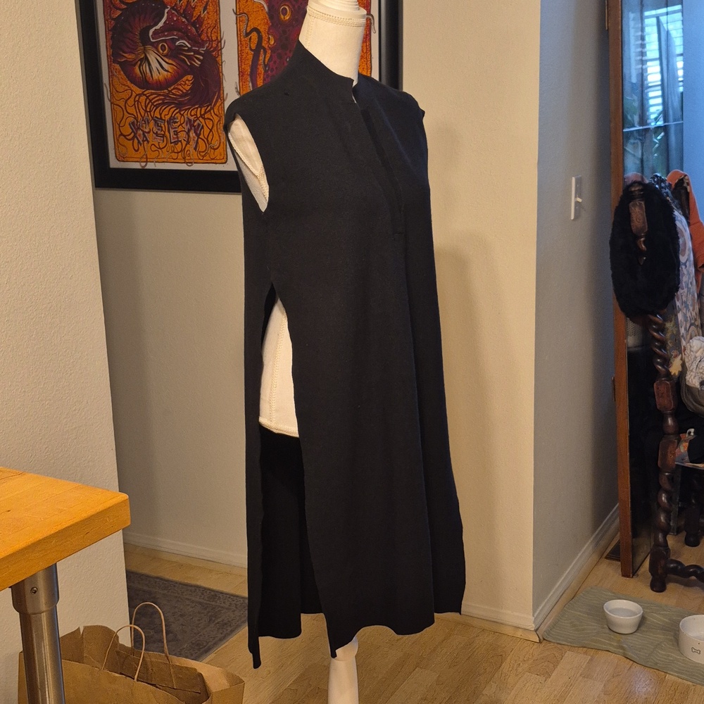 Industry Long Knited Sleeveless Extra Long Double Side Slit Dress Vneck NWT - Picture 7 of 9